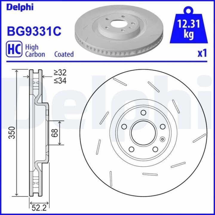 Гальмівний диск DELPHI BG9331C (фото 1)