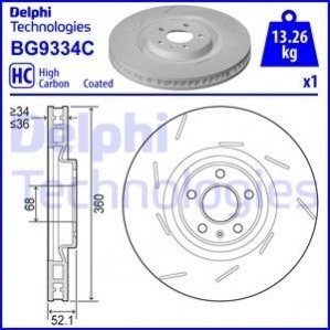 Тормозной диск DELPHI BG9334C (фото 1)