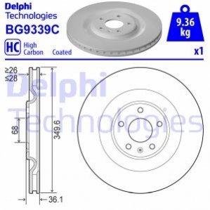 Задний тормозной диск DELPHI BG9339C (фото 1)