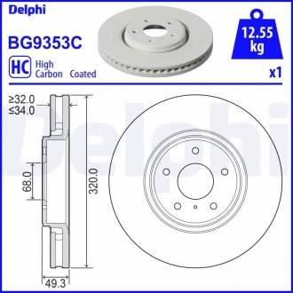 Тормозной диск DELPHI BG9353C