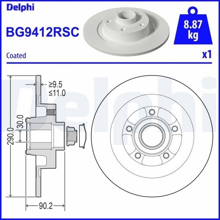 Задний тормозной диск с подшипником DELPHI BG9412RSC (фото 1)