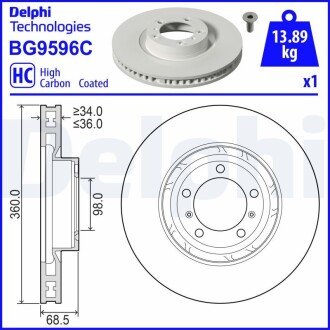 Тормозной диск DELPHI BG9596C