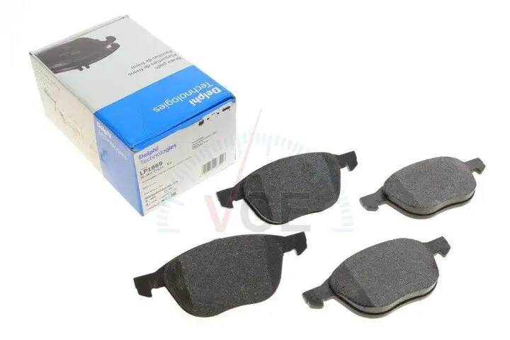 Фото 1 - Комплект гальмівних колодок, дискове гальмо DELPHI LP1869 Комплект гальмівних колодок, дискове гальмо DELPHI LP1869 (фото 1)