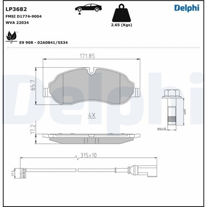 Гальмівні колодки DELPHI LP3682 (фото 1)