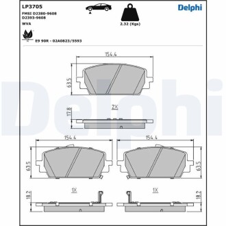 Гальмівні колодки DELPHI LP3705