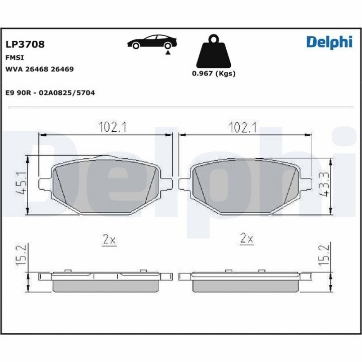 Гальмівні колодки DELPHI LP3708 (фото 1)