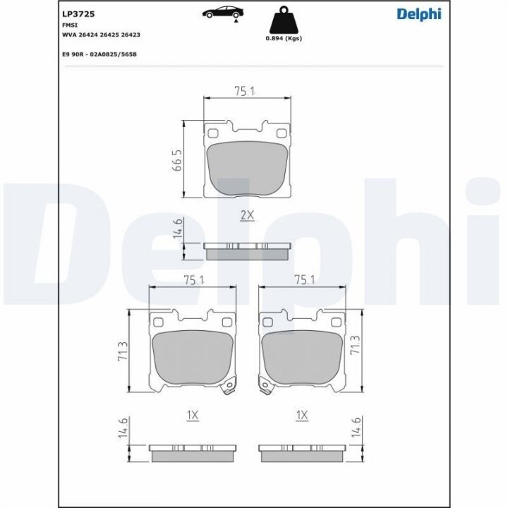 Гальмівні колодки DELPHI LP3725 (фото 1)