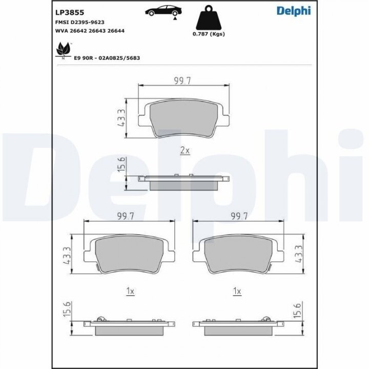 Гальмівні колодки DELPHI LP3855 (фото 1)