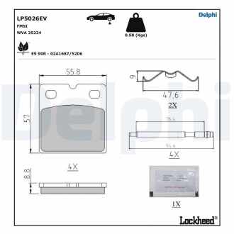 Гальмівні колодки, дискові DELPHI LP5026EV