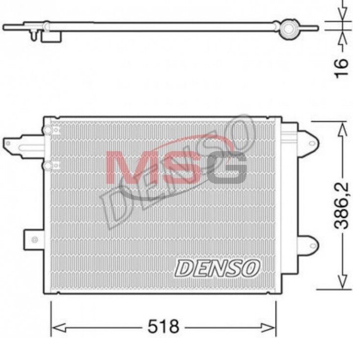 Радиатор кондиционера AUDI A6 ALLROAD (4BH, C5) 02-05, A6 (4B2, C5) 01-05, A6 (4B5, C5) 01-05, A4 (8H7, B6, 8HE, B7) 02-09 DENSO DCN02005 (фото 1)