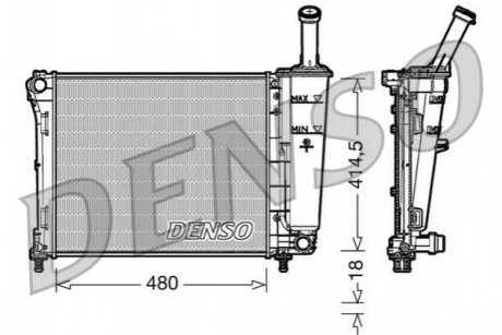 Радіатор двигуна fiat 500 07- DENSO DRM09161