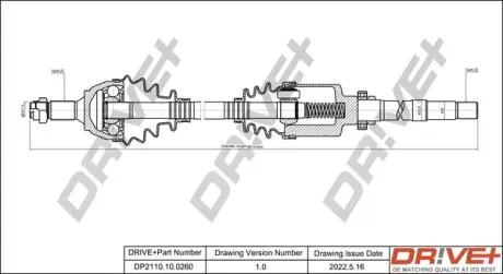 Полуось citroen berlingo/peugeot partner 1.1/1.4i 96-11 (r) Drive+ DP2110100260