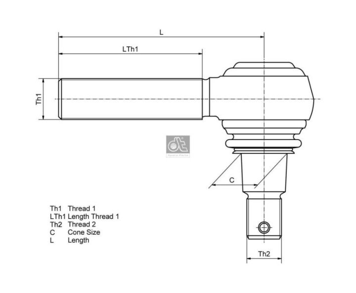 Наконечник кермової тяги m30*1.5/m24*1.5 DT 1.19010 (фото 1)