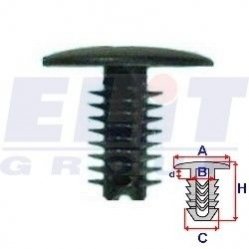 Кліпсу оббивки дв. (к-т:10 шт) Розмір:a = 19,1mm/b = 4,3mm/c = 6,2mm/d = 5,2mm/h = 18mm ELIT R 10147