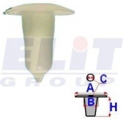 Втулка оббивки дв. (к-т:10 шт) Розмір:a = 17,6mm/b = 8mm/c = 6,4mm/h = 20mm ELIT R 11035