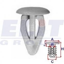 Клипса багажника (к-т:10 шт) размер:a=13,6mm/b=8,7mm/c=9,9mm/h=19,9mm ELIT R 11450