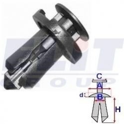 Дюбель підкрилки (к-т:10 шт) розмір:a = 17,9mm/b = 9,6mm/c = 13,5mm/d = 2,3mm/h = 19,2mm ELIT R B22089