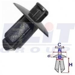 Дюбель бампера (к-т:10 шт) розмір:a = 19,5mm/b = 7,6mm/c = 6mm/d = 2,9mm/h = 15mm ELIT R B22118