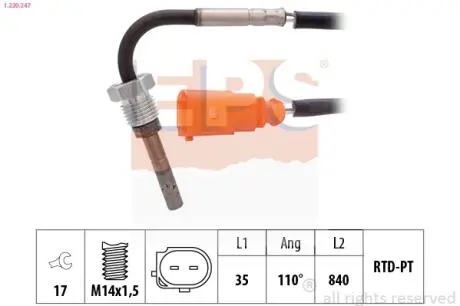 Датчик, температура выхлопных газов EPS 1.220.247