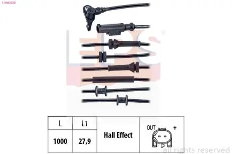 Fiat датчик abs пер. panda 1,1-1,4 03- EPS 1.960.020