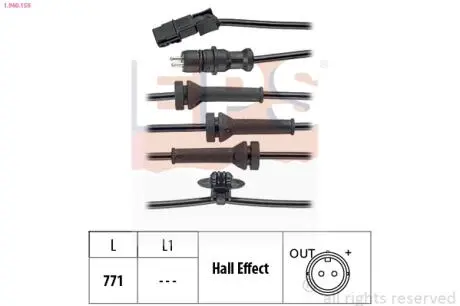 Датчик, частота обертання колеса EPS 1.960.156