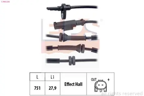 Fiat датчик abs зад. прав./лев. tipo 16- EPS 1.960.226