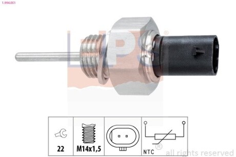 Датчик темп. впуск. воздух land rover discovery 3.0 4x4 13-/range rover 3.0/5.0 12- EPS 1.994.051