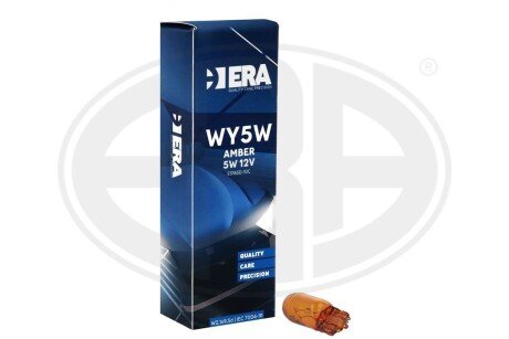 Автомобільна лампа wy5w 12v 5w w2.1x9.5d t10 - amber glass ERA E016SD-10C