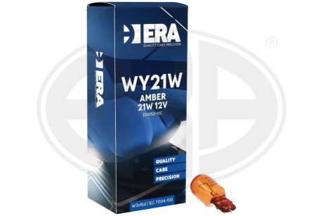 Автомобільна лампа wy21w 12v 21w w3x16d amber glass ERA E041SD-10C