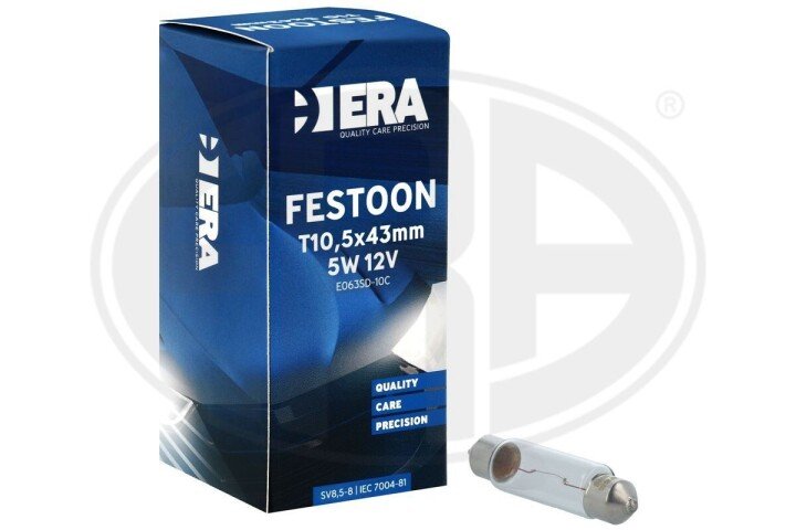 Автомобільна лампа festoon t10,5x43mm 12v 5w sv8.5-8 ERA E063SD-10C (фото 1)