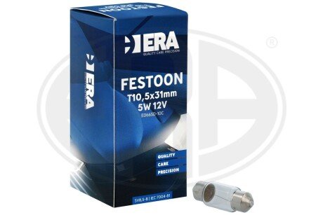 Автомобільна лампа festoon t10, 5x31mm 12v 5w sv8.5-8 ERA E066SD-10C