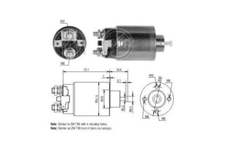 Втягивающее реле стартера ERA ZM791