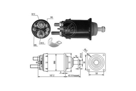 Реле стартера, що втягує ERA ZM836