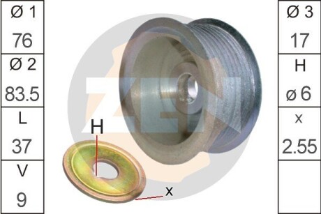 Шкив генератора прост ERA ZN5371