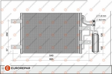 Радиатор кондиционера EUROREPAR 1610160580 (фото 1)