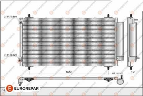 Радиатор кондиционера EUROREPAR 1610161880 (фото 1)