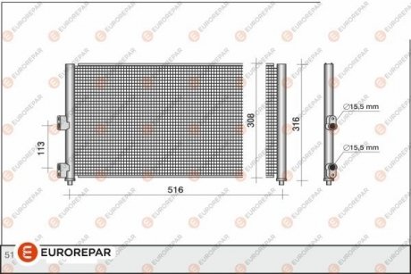 Радиатор кондиционера EUROREPAR 1610162780 (фото 1)