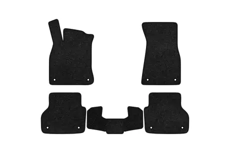 Ворсовые коврики Premium в салоне авто для Audi A6 Allroad Quattro (C8) 2018 5 поколения Combi EU черный кант EVAtech AU14110CLK5AV8VPB