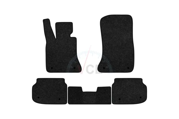 Ворсовые коврики Premium в салон авто для BMW 7 Series (F01) RWD 2008-2015 5 поколения Sedan EU черный кант EVAtech BM21676C5BW8VPB (фото 1)