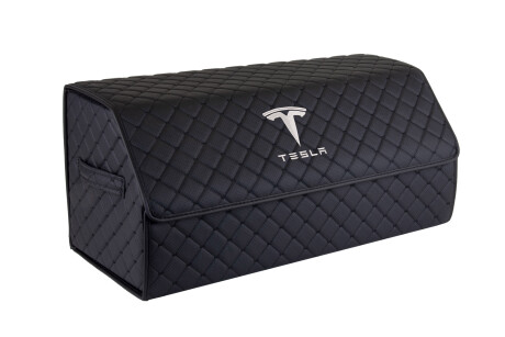 Сумка органайзер в багажник ECO L 30x30x65 см для Tesla черная с черной нитью EVAtech EHECELBBBBV040