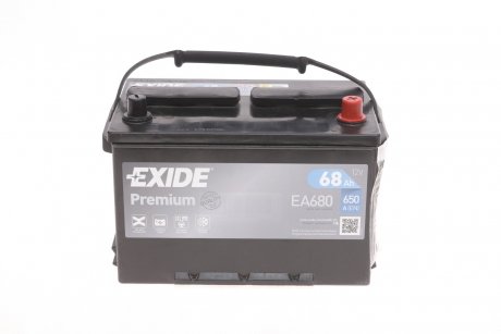 Аккумуляторная батарея 68ah/650a (277x175x190/+r/b1+b12) premium EXIDE EA680