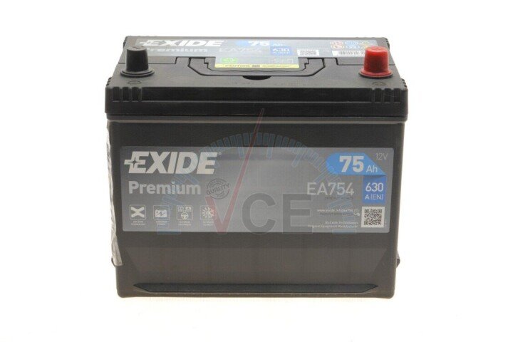 Аккумулятор 75Ah-12v EN630 Premium, R EXIDE EA754 (фото 1)