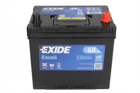 Акумулятор 60Ah-12v EN480 Excell, R EXIDE EB604