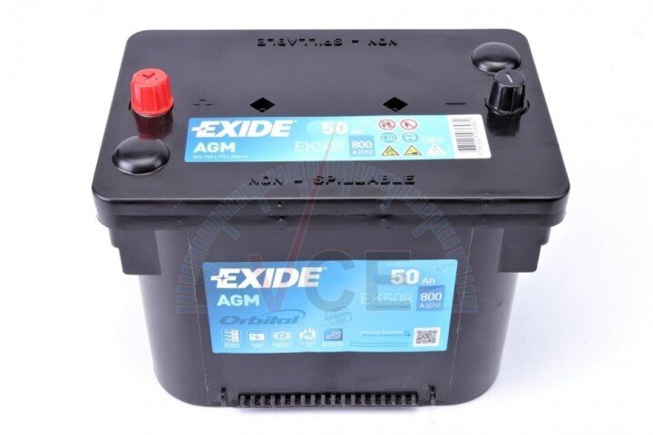 Аккумулятор 50Ah-12v EN800 AGM Start-Stop, L EXIDE EK508 (фото 1)