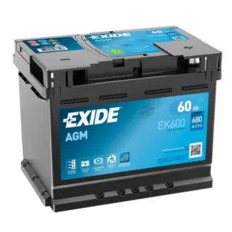 Акумулятор 60Ah-12v EN680 AGM Start-Stop, R EXIDE EK600