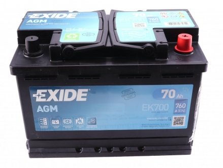 Аккумулятор 70Ah-12v EN760 AGM Start-Stop, R EXIDE EK700