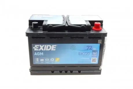 Аккумулятор 72Ah-12v EN760 New AGM Start-Stop, R EXIDE EK720