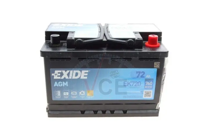 Аккумулятор 72Ah-12v EN760 New AGM Start-Stop, R EXIDE EK720 (фото 1)
