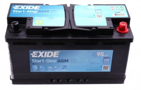 Аккумулятор 95Ah-12v EN850 AGM Start-Stop, R EXIDE EK950