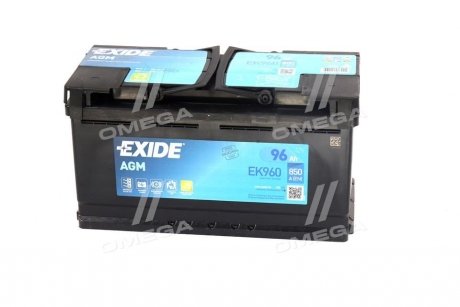 Аккумуляторная батарея 96ah/850a (353x175x190/+r/b13) (start-stop agm) EXIDE EK960